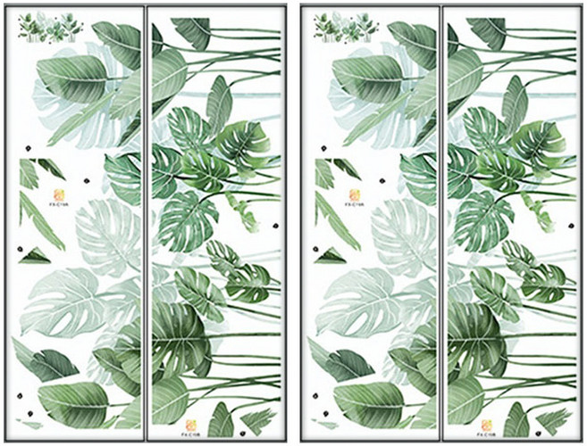 WA. WALL ART 防水PVC 無痕設計壁貼 FX-C19 2張, 植物/龜背芋/樹葉