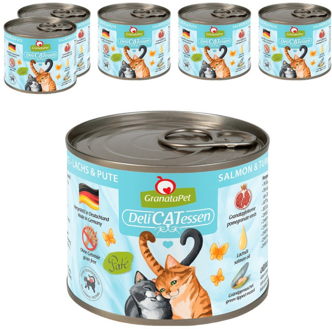 GranataPet 葛蕾特 精緻食光主食系列 貓罐 3號, 鮭魚 + 火雞, 200g, 6罐