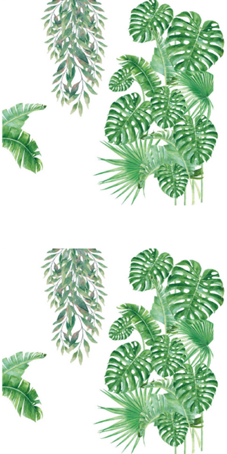 WA. WALL ART 防水PVC 無痕設計壁貼 FX82120 2張, 龜背芋 + 植物 + 藤蔓