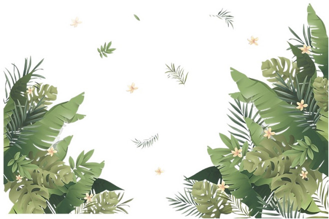 WA. WALL ART 無痕設計壁貼 植物/踢腳線/葉子 防水PVC FX-C230 2張, 彩色