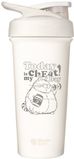 Blender Bottle Strada Sleek 不鏽鋼杯 25oz, 健貓欺騙日 白色, 740ml, 1個