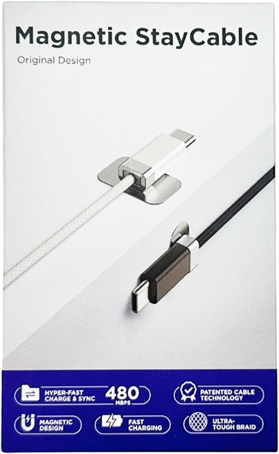 Magtame USB-A-Type-C 27W 磁性可固定充電傳輸線, 1m, 黑色, 1條