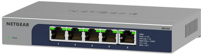 NETGEAR 5埠 Gigabit 無網管 金屬殼 網路交換器, 1個, MS105