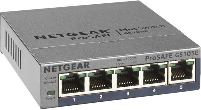 NETGEAR 5埠 Gigabit 簡易網管網路交換器 金屬殼, GS105E, 1個
