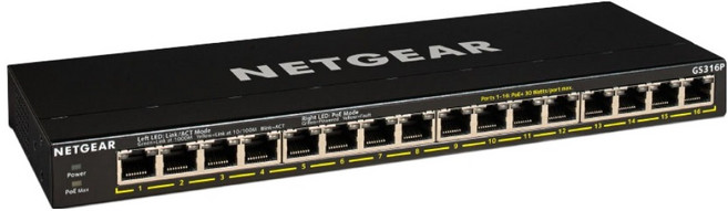 NETGEAR 16埠 Gigabit 115W PoE供電 金屬殼 網路交換器, 1個, GS316P