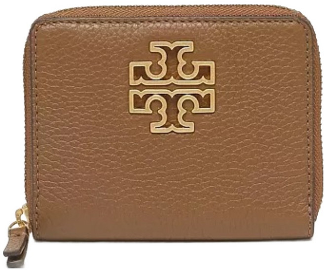 TORY BURCH 雙T LOGO素面扣式皮革短夾