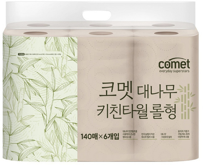 comet 竹漿捲筒廚房紙巾, 6捲, 1包