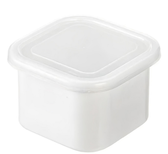 SHIMOYAMA 日系純白風方形琺瑯保鮮盒(附蓋) M 600ml, 1組, 容器 + 蓋子