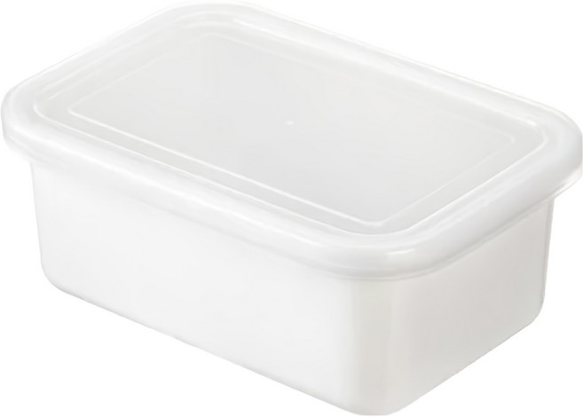 SHIMOYAMA 日系純白風長方形琺瑯保鮮盒(附蓋) M 950ml, 1組, 容器 + 蓋子