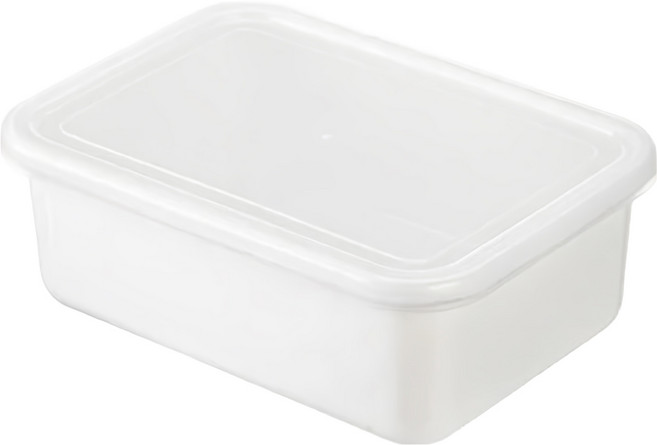 SHIMOYAMA 日系純白風長方形琺瑯保鮮盒(附蓋) L 1.5L, 1組, 容器 + 蓋子