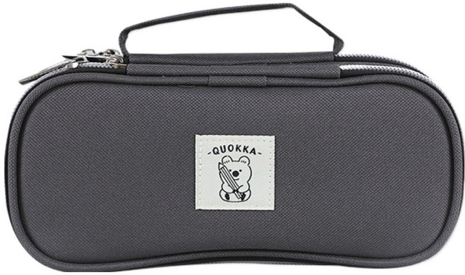 珠友文化 雙層上翻筆袋 PB-60676-01 205 x 87 x 60mm, 1個, 矮袋鼠 深灰色