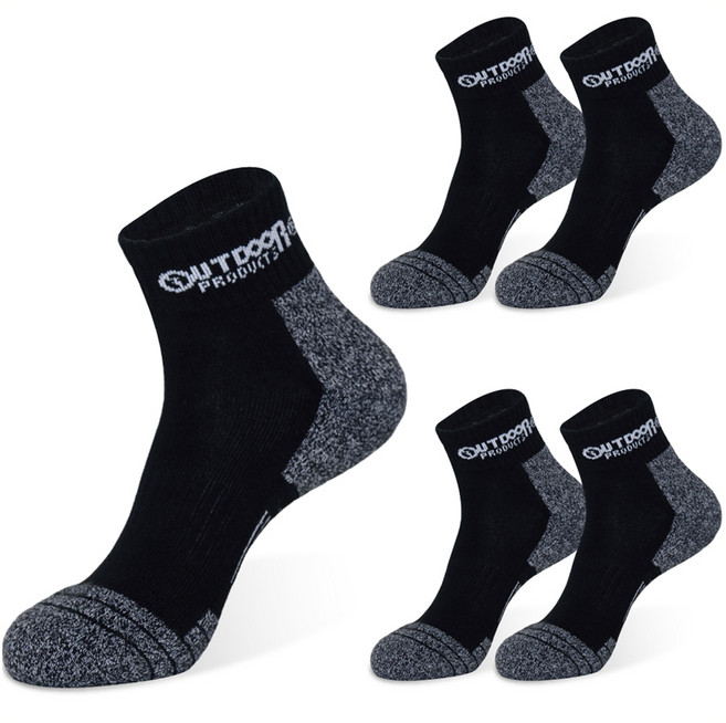 OUTDOOR PRODUCTS 健行短襪 5雙, 黑色, 5個