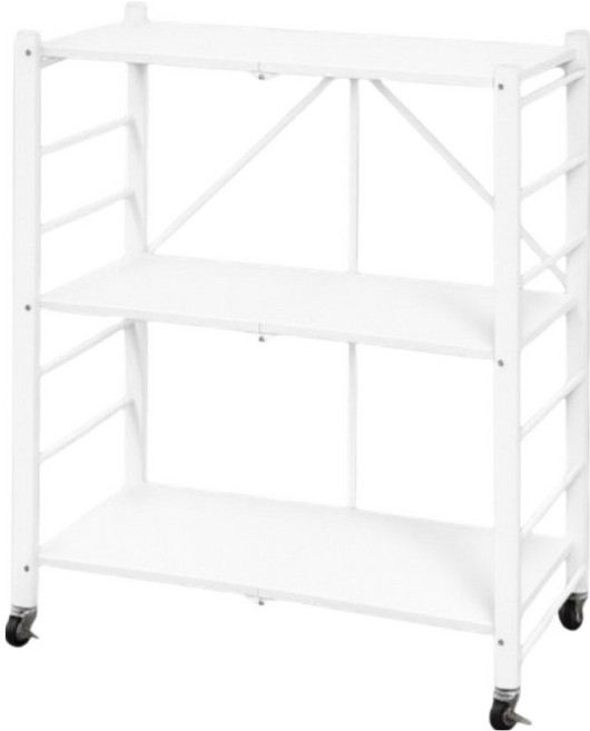 ONE HOUSE 洛克免組裝3層折疊置物架 白色 73 x 38 x 86cm 廚房架 電器架 OH-K105