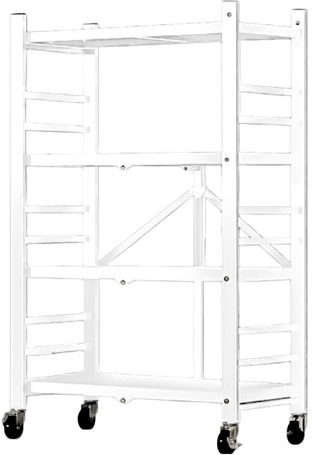 ONE HOUSE 洛克 升級全碳鋼 免組裝4層折疊置物架 73 x 38 x 125cm 白色 4層 廚房架 收納架 電器架 OH-K105