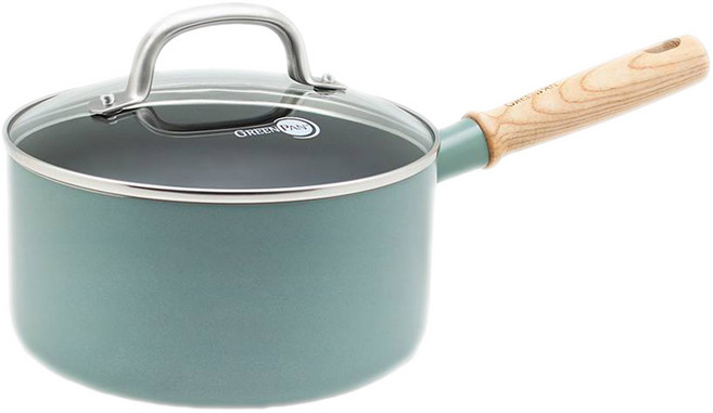 GREEN PAN IH爐適用 Mayflower 鑽石陶瓷塗層不沾單柄湯鍋 不挑爐具 天然無毒, 18cm, 藍綠色, 1個