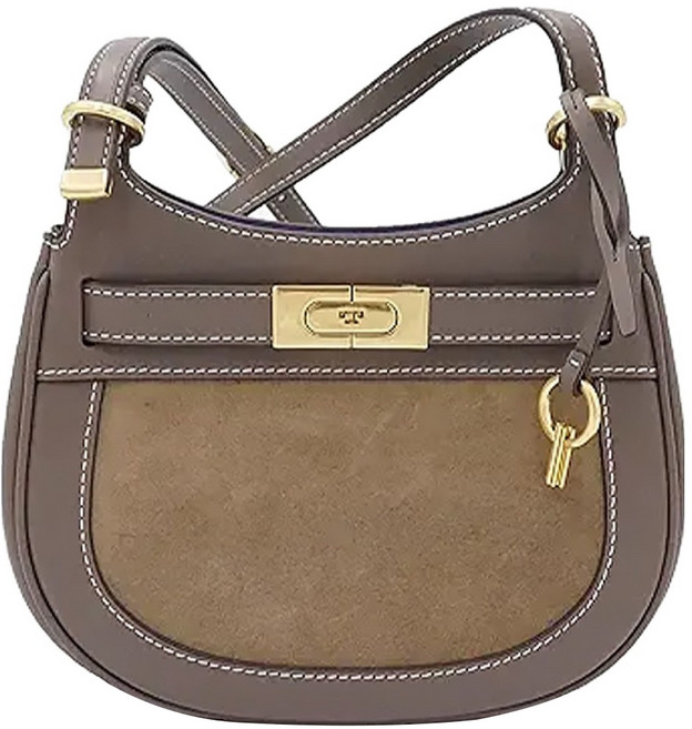 TORY BURCH 拼接皮革造型兩用包, 咖啡色