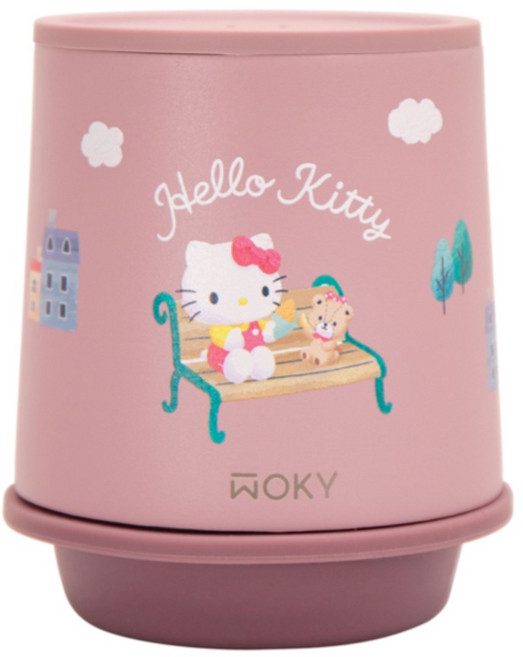 WOKY 沃廚 輕芯鈦瓷易潔層保溫杯 SANRIO聯名款, 1個, 250ml, Hello Kitty 遊英國 粉紅色