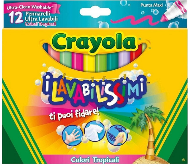 Crayola 繪兒樂 可水洗彩色筆 粗錐頭 熱帶色系, 12色, 1組