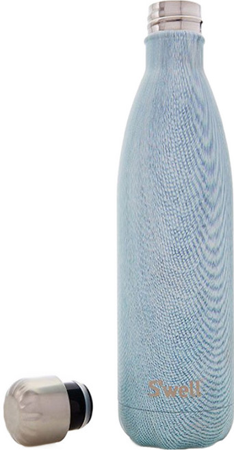 S'well Textile Blue Jean 時尚不鏽鋼保冷保溫瓶, 淺藍色, 750ml, 1個