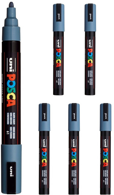 POSCA 粗字用 PC-5M, 石板灰, 6個
