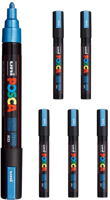POSCA 粗字用 PC-5M 金屬藍, 6個, 1色
