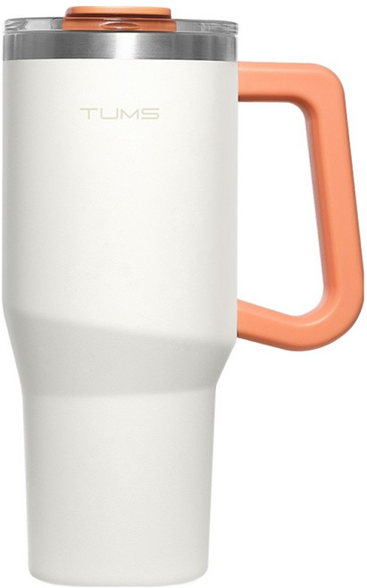 TUMS 大容量手把保溫杯組, 乳白色, 940ml, 1個