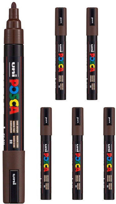 POSCA 粗字用 PC-5M 深棕色, 6個, 1色