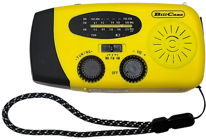 BillCase 多功防災預報AM/FM/NOAA收音手搖充電LED照明手電筒 MD-088, 1個, 黃色