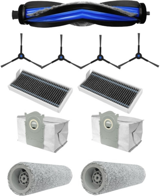 副廠耗材套組 科沃斯 X8 PRO OMNI 掃地機器人專用 主刷 + 邊刷 4個 + 濾網 2個 + 塵袋 2個 + 滾筒拖布 2個, C000483-A, 1套