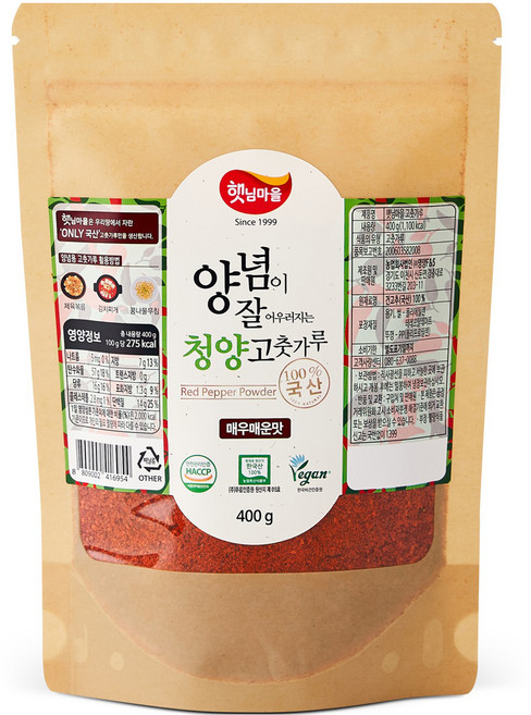Sun Village 調味料搭配得很好的韓國產青陽辣椒粉 非常辣口味, 400g, 1個