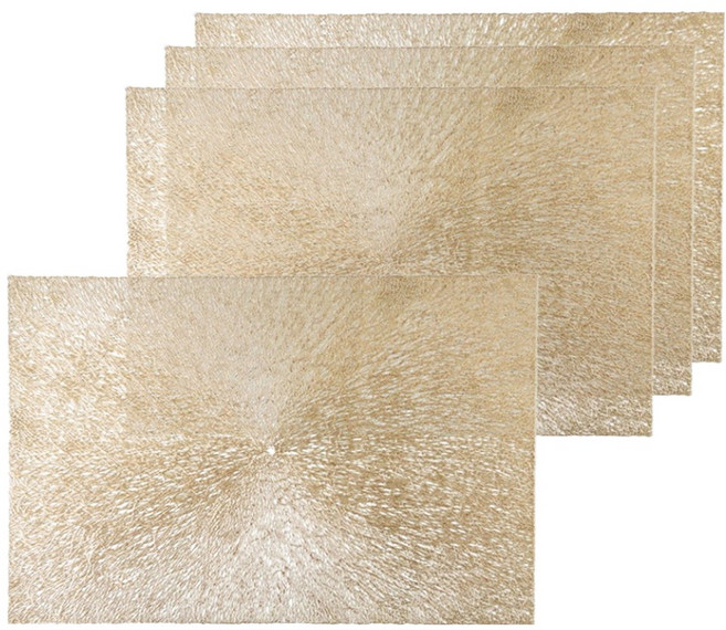 JUST HOME 長方形防水編織餐墊 6788-03A, 45 x 30cm, 奢華金, 4個