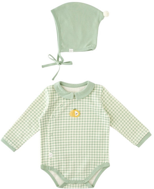 Minkmui 幼兒用格子綠色連身衣組