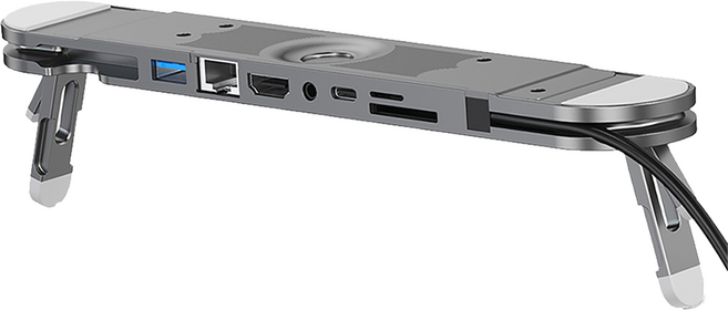 七合一 Type-C 多功能HUB轉接器筆電支架 PD100W HDMI轉接頭 筆電增高底座 灰色, 1個, UC902