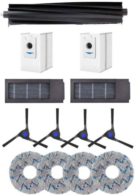 副廠 科沃斯 套裝組 膠主刷 + 黑邊刷 4個 + 黑濾網 2個 + 塵袋 2個 + 拖布 4個 X2 OMNI專用 配件 耗材, 1套, C000366-B