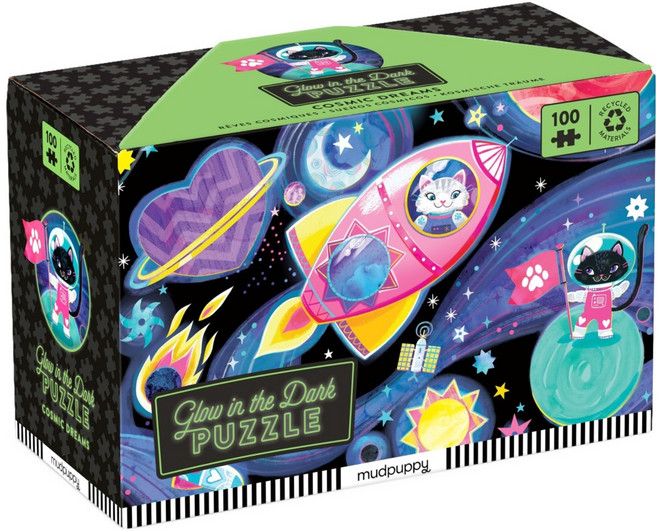 mudpuppy 夜光拼圖 宇宙探險貓咪, 100片, 1個