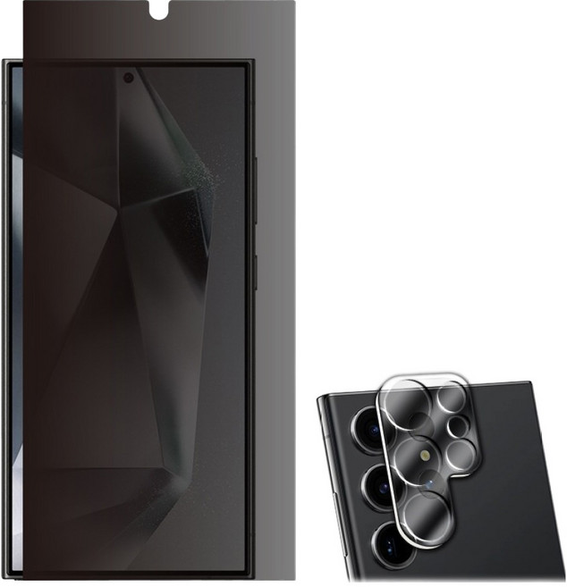 Red Moon S24 Ultra 9H 防窺 螢幕保護貼 3D全包 鏡頭貼 2件組 防指紋 抗油汙 Privacy (dark) 1套