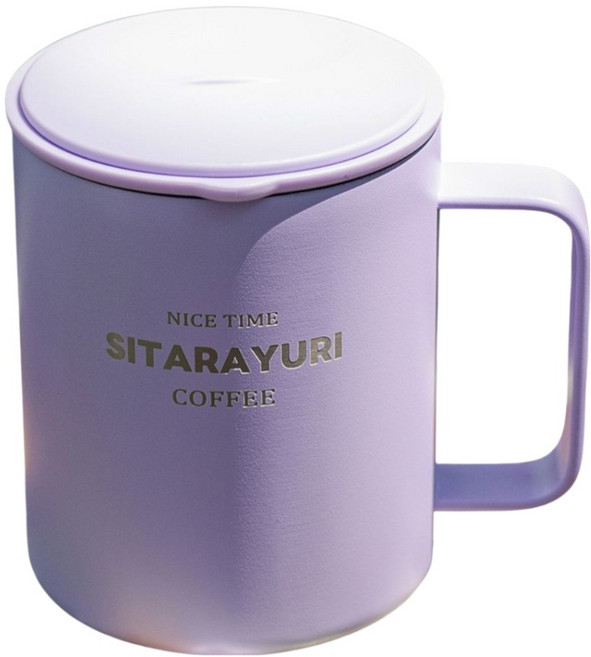 Sitarayuri 304不鏽鋼滑蓋馬克杯 400ml, 紫色, 1個