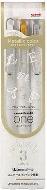 Uni 三菱 uni-ball one 自動鋼珠筆 3色組 UMN-SC-05 WGS3C, 白色 + 金色 + 銀色, 1個