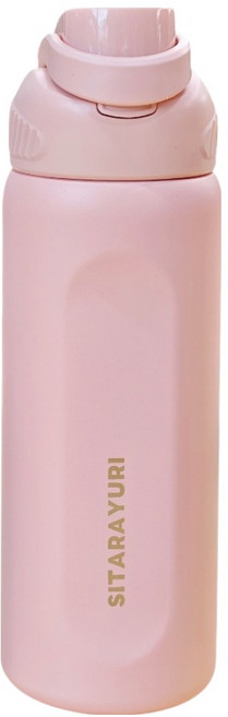 Sitarayuri 翻蓋提把304不鏽鋼保溫瓶, 粉色, 1個, 580ml