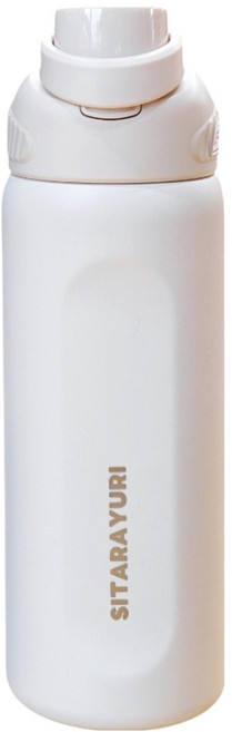 Sitarayuri 翻蓋提把304不鏽鋼保溫瓶, 白色, 1個, 580ml
