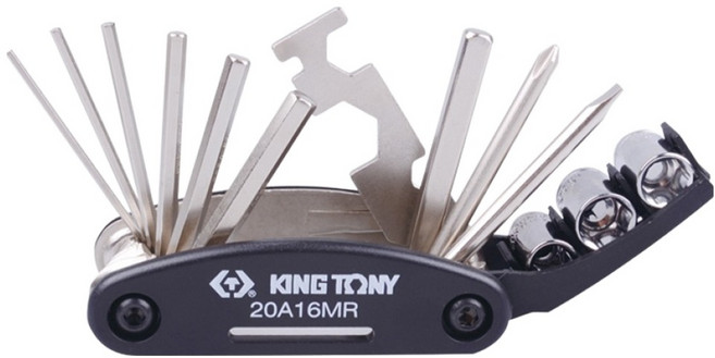 KING TONY 金統立 專業級折疊式複合工具16件組 腳踏車維修工具組 KT20A16MR, 1個, 折疊式腳踏車維修工具組