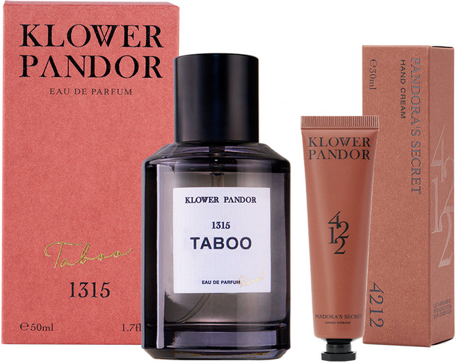 KLOWER PANDOR 台灣公司貨 自然疊香組 禁忌蜜桃香水 + 潘朵拉的秘密香水滋潤護手霜, 1套