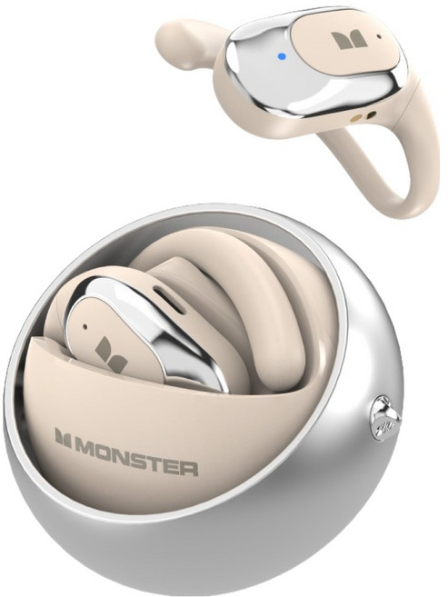 MONSTER 魔聲 Wireless 耳掛式 耳機 氣傳導 旋轉 Bluetooth 5.4 Type-C 遊戲模式 13mm 20H Playtime 奶茶色 MON-MQO33