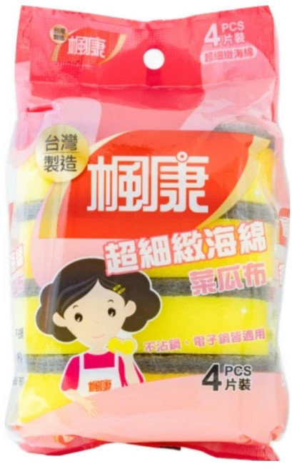 楓康 超細緻海綿菜瓜布4片裝, 1個, 4個裝