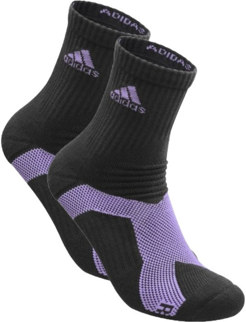 adidas 愛迪達 P5.1極致高機能中筒運動襪, 黑色底/紫色logo, 1套