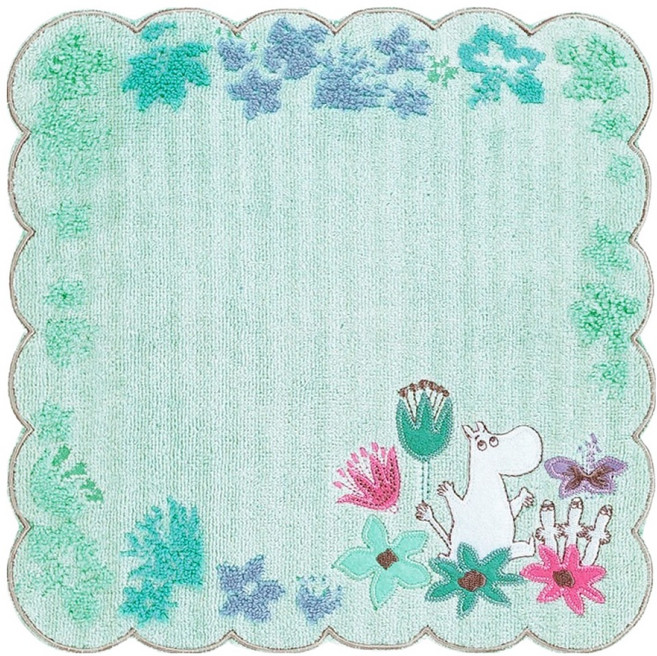 MARUSHIN 丸真 Moomin 花雨世界無撚刺繡 小方巾, 嚕嚕米, 1條