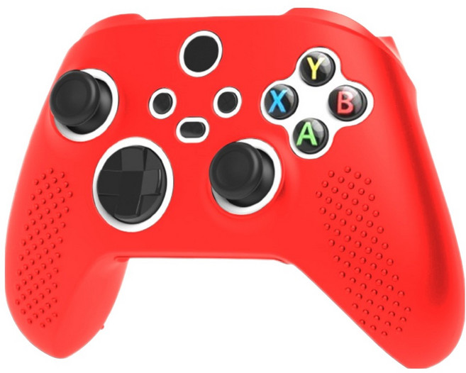 SPACE SHIELD Xbox series X / S 相容 浮雕握把 矽膠保護套, 紅色, 1個, 單一商品