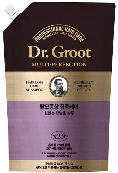 Dr.Groot 健髮專家 緩解掉髮症狀集中護理 適用於柔軟無力髮質洗髮精 補充包, 1個, 330ml
