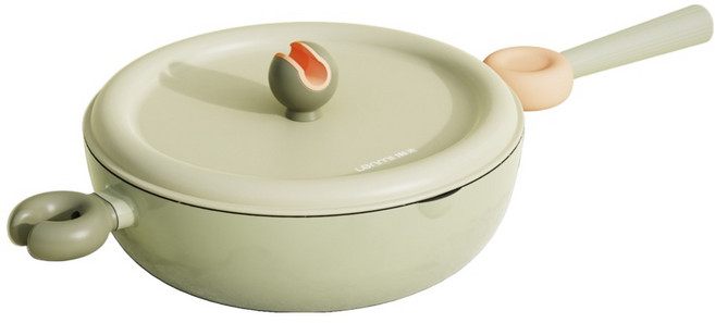 Lanmi 懶米 鈴鐺系列 鈦晶炒鍋加蓋 肉桂奶提, 1個, 28cm