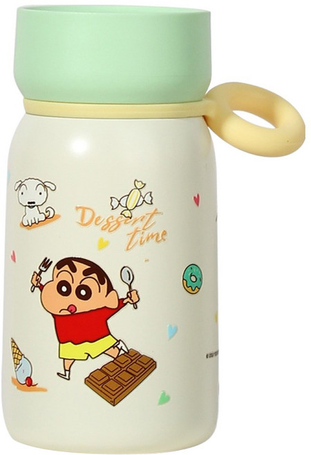 MTuTU 萌兔兔 蠟筆小新 316迷巧隨身保溫瓶, 綠色, 1個, 310ml